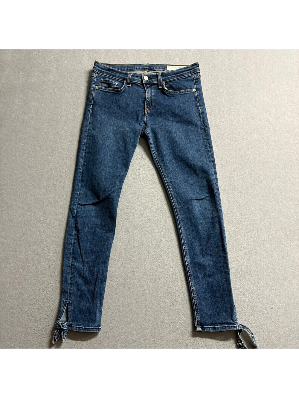 Rag & Bone Jean Womens 29 Skinny Jeans Blue Denim Tie Ankle Split Hem